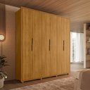 Ver imagem 1 de Guarda-Roupa Casal 6 Portas 4 Gavetas 100% MDF com Pés Matisse Marrom/Cumaru
