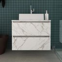 Ver imagem 3 de Balcão Gabinete Suspenso para Banheiro 60cm com 2 Gavetas Bn3607 Mármore Branco- sem Cuba