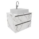 Ver imagem 7 de Balcão Gabinete Suspenso para Banheiro 60cm com 2 Gavetas Bn3607 Mármore Branco- sem Cuba