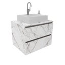 Ver imagem 6 de Balcão Gabinete Suspenso para Banheiro 60cm com 2 Gavetas Bn3607 Mármore Branco- sem Cuba