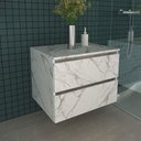 Ver imagem 2 de Balcão Gabinete Suspenso para Banheiro 60cm com 2 Gavetas Bn3607 Mármore Branco- sem Cuba