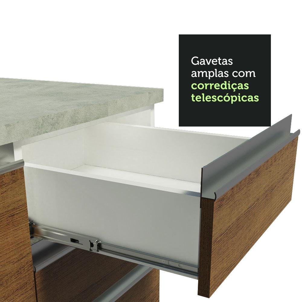 Balcão Gabinete de Pia Armário de Cozinha 120 x 60 cm 1 Porta 2 Gavetas Branco/Rustic (Sem Tampo) Glamy Madesa - 8