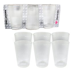 Copo de Agua de Vidro Kit 6 Copos 200ml Transparente Detalhado para Suco Refrigerante Bebidas - 3