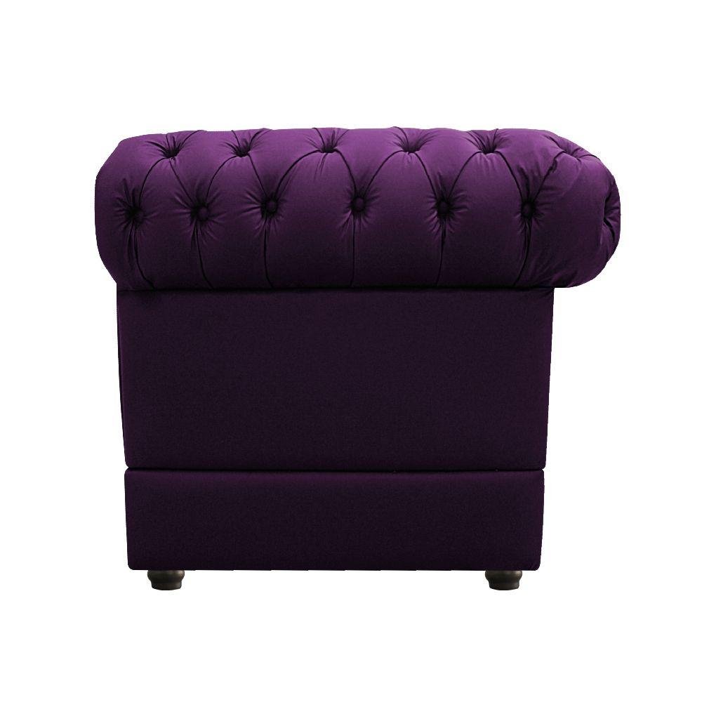 Kit Poltrona e Namoradeira Chesterfield Ana Suede Roxo - 2