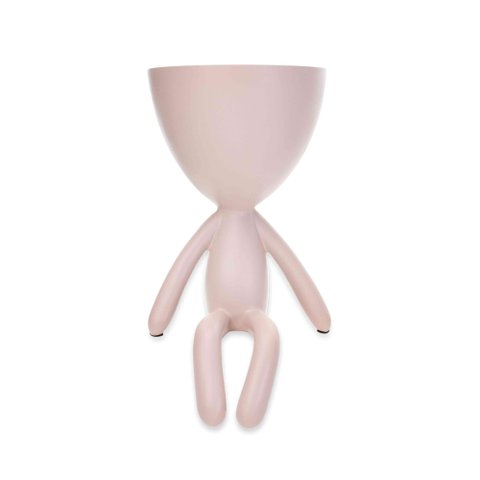 Vaso Decorativo Bob Robert Plant Sentando em Poliresina Rosa 18x10x10 cm - D’Rossi