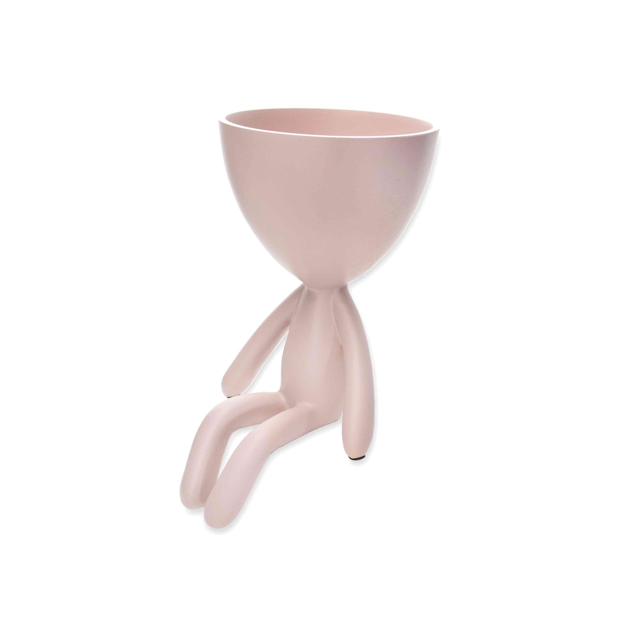 Vaso Decorativo Bob Robert Plant Sentando em Poliresina Rosa 18x10x10 cm - D'Rossi - 3