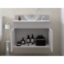 Ver mais imagens de Kit Banheiro Berlim 61 Cinza e Branco Cuba de Acrílica Transparente e Espelho
