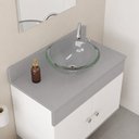 Ver imagem 3 de Kit Banheiro Berlim 61 Cinza e Branco Cuba de Acrílica Transparente e Espelho