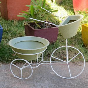 BICICLETA COM VASOS PLANTA TRICICULO JARDIM FLORES BGPLASTICOS BGCI AZUL BEBE 019