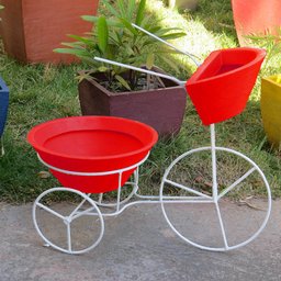 BICICLETA COM VASOS PLANTA TRICICULO JARDIM FLORES BGPLASTICOS BGCI AZUL BEBE 019 - 3