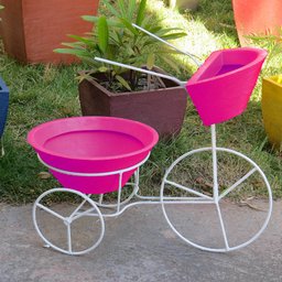 BICICLETA COM VASOS PLANTA TRICICULO JARDIM FLORES BGPLASTICOS BGCI AZUL BEBE 019 - 11