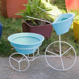 BICICLETA COM VASOS PLANTA TRICICULO JARDIM FLORES BGPLASTICOS BGCI AZUL BEBE 019 - 9