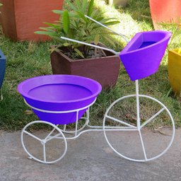 BICICLETA COM VASOS PLANTA TRICICULO JARDIM FLORES BGPLASTICOS BGCI AZUL BEBE 019 - 7