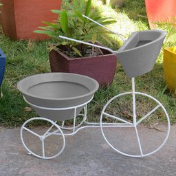 BICICLETA COM VASOS PLANTA TRICICULO JARDIM FLORES BGPLASTICOS BGCI AZUL BEBE 019 - 4