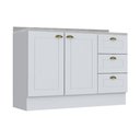 Ver imagem 1 de Gabinete P/ Pia Cozinha Balcão C/ Tampo Americana C/ 2 Portas e 3 Gavetas 120cm Branco - Henn