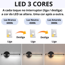 Ver imagem 2 de Luminária 31cm Barra Linear Led 3 Cores Giro 330 Graus Metal Silicone Minimalista Gimpo Kjbd-147:pre