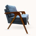 Ver imagem 1 de Poltrona Mona Luxo Madeira Maciça Tecido Linho:linho Azul