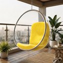 Ver imagem 1 de Poltrona Bubble Chair Veludo Linha Premium Design Moderno Sala Quarto Recepção Decorativa - Amarelo