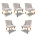 Ver imagem 1 de Kit 5 Cadeiras Decorativas Sala de Jantar Pés Palito de Madeira Firenze Veludo Cinza/natural G19 -