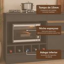 Ver imagem 6 de Kit Balcão de Cozinha para Pia e Cooktop com Forno Veneza 3 Portas 1 Prateleira MDP 190cm Preto