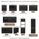 Ver imagem 7 de Kit Balcão de Cozinha para Pia e Cooktop com Forno Veneza 3 Portas 1 Prateleira MDP 190cm Preto