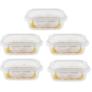 Kit 5 Potes Hermético Vidro Marmita Micro-ondas 370ml