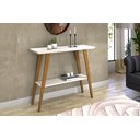 Ver imagem 1 de Aparador Monaco Branco/amadeirado Pés de Madeira Tampo Mdf 25mm