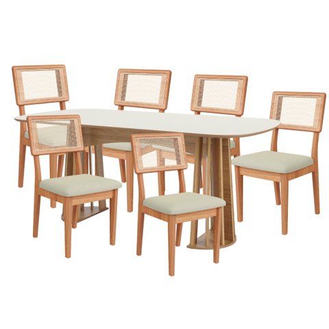 Conjunto de Jantar Completo Mesa e 6 Cadeiras 100% Mdf