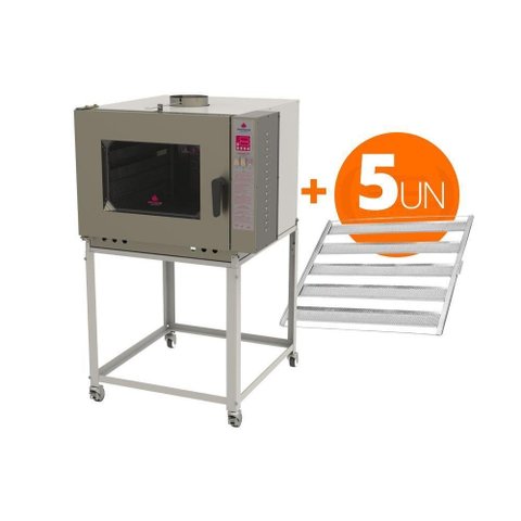 Forno Turbo a Gás 5 Níveis Prp-5000 Bivolt + 5 Esteiras Alumínio 50g 58x70 - Progás Bivolt