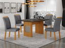 Ver imagem 1 de Conjunto Sala de Jantar Lara 1,20m Tampo Vidro Chumbo com 4 Cadeiras Clara Plus Cinamomo/Joli Chumbo