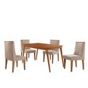 Ver imagem 2 de Mesa de Jantar Copper 120cm Tampo Mdf 4 Cadeiras Moderna Veludo Creme/naturalle/naturalle
