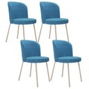 Ver imagem 1 de Kit 4 Cadeiras para Sala de Jantar Cozinha Estofada Gavi Arena L02 Linho Azul - Lyam Decor
