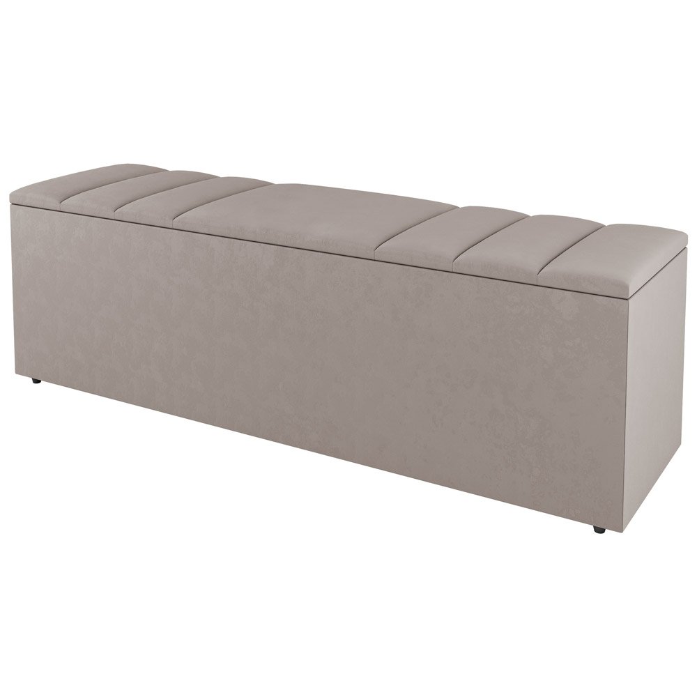 Kit Cabeceira e Baú Cama Box Casal Grace 140cm Suede Bege - Desk Design - 6