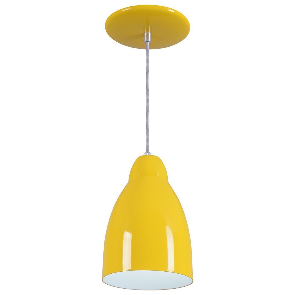 Pendente Bala Luminária Lustre Alumínio Amarelo - T&T Iluminação