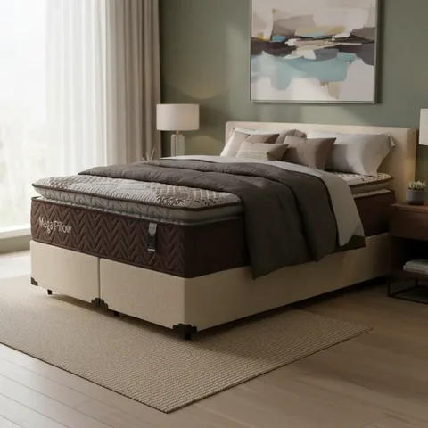 Cama Box com Colchão de Espuma Mega Pillow Queen 158 Cm