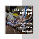 Ver imagem 2 de Puff Grande Sala de Estar Bege com Bandeja Tubos Ouro Velho Carraro