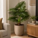 Ver imagem 3 de Planta Imbé Artificial Permanente 90cm com Tronco e 7 Folhas Verdes Decorativas