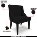 Ver imagem 4 de Cadeira Decorativa Sala de Jantar Base Fixa de Madeira Firenze Veludo Luxo Preto/Preto G19 - Gran Be