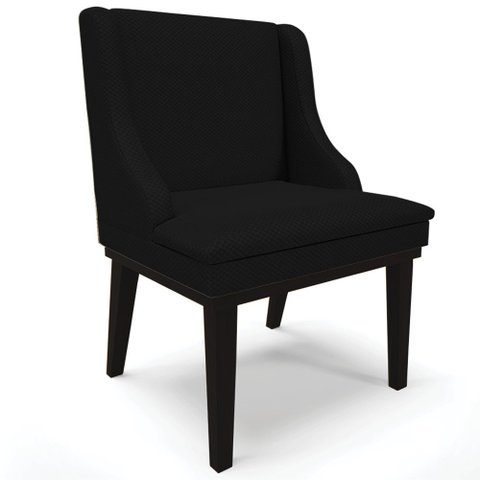 Cadeira Decorativa Sala de Jantar Base Fixa de Madeira Firenze Veludo Luxo Preto/Preto G19 - Gran Be