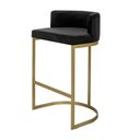 Ver imagem 2 de Banqueta Alta Estofada Estrutura Aço Carbono Belly Ii Base Dourada 75cm Suede Preto