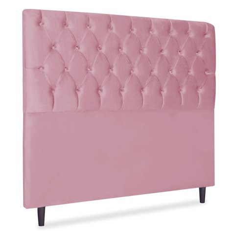 Cabeceira Estofada Recamier Baú para Cama Box 160cm Queen:Rosa