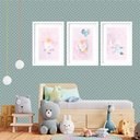 Ver imagem 2 de Kit 3 Quadros Grandes Quarto Infantil Baby Elefante 60x48cm:moldura Preta