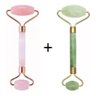 Rolo Massageador Facial Pedra Quartzo Pedra Rosa + Pedra Jade Verde - 1