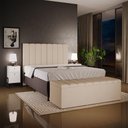 Ver imagem 3 de Kit Cabeceira Cama Box Casal King 195cm com Calçadeira Baú Dália W01 Suede Bege - Lyam