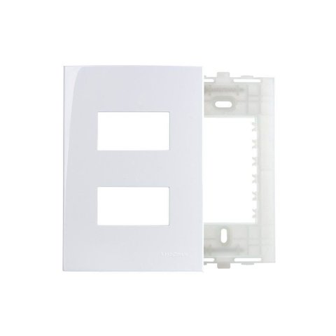 Placa com Suporte Margirius Sleek 4x2 para 2 Módulos Horizontais Distanciados Branca