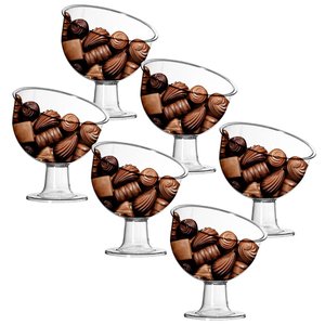 Kit com 6 Taças Inclinada Média Acrílico Suporte Doces Balas