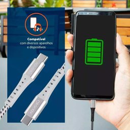 Cabo Usb-c para Usb-c em Nylon Trançado Geonav 1,2m Branco - 3