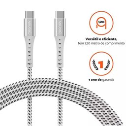 Cabo Usb-c para Usb-c em Nylon Trançado Geonav 1,2m Branco - 5