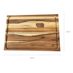 Tábua para Corte de Carne Encaixe L Madeira 48x33cm Teca Churrasco Zanline - 5