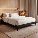 Ver imagem 1 de Cama Japonesa King Size Veneza 200cm Base Box Orgânica Bouclê Estofada Pés de Ferro:Bouclê Preto